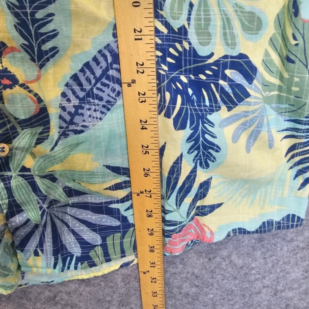 IZOD Saltwater Button Up Shirt Mens 2XL Blue Hawaiian‎ Tropical Aloha Leaf Beach - Picture 5 of 8